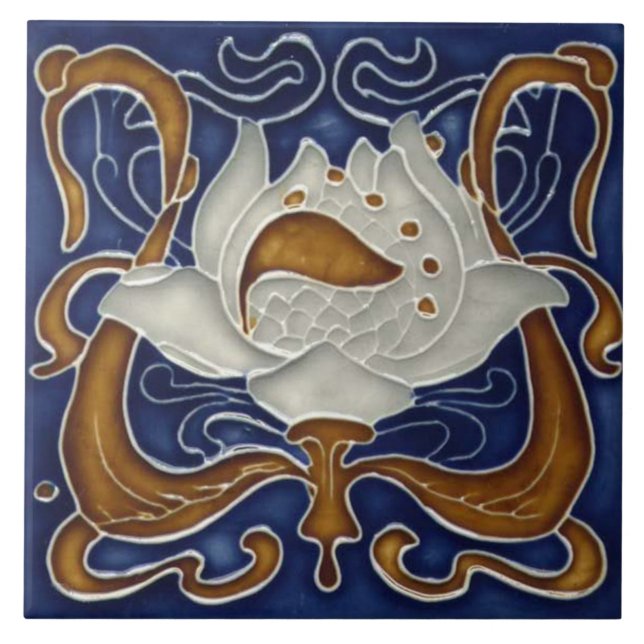 Tile art nouveau style decorative fireplace (Front)