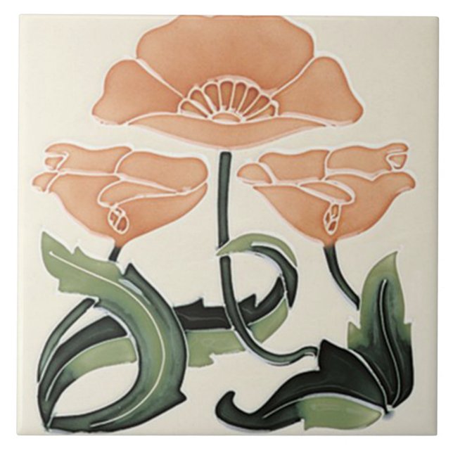 Tile art nouveau style decorative fireplace (Front)