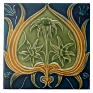 Tile art nouveau style decorative fireplace