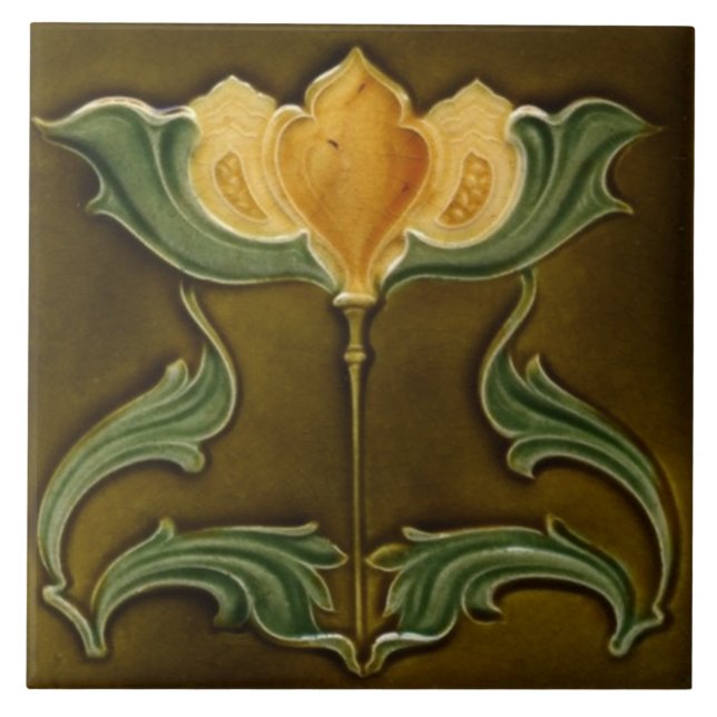 Tile art nouveau style decorative fireplace (Front)