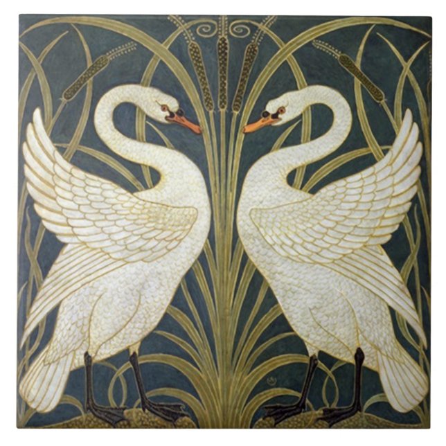 Tile art nouveau style decorative fireplace (Front)