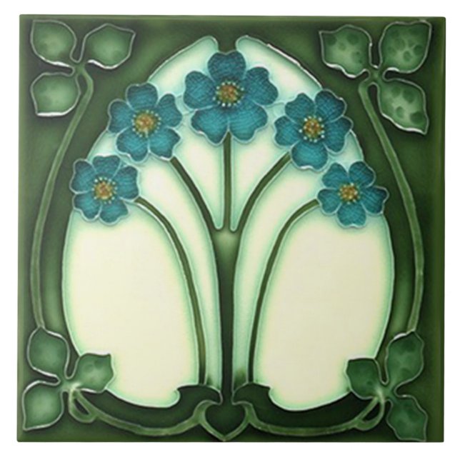 Tile art nouveau style decorative fireplace (Front)