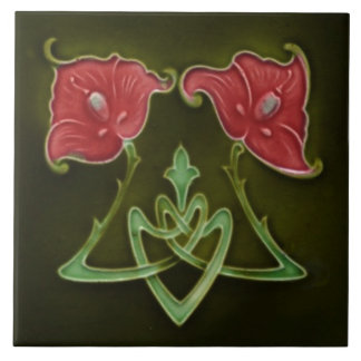Tile art nouveau style decorative fireplace