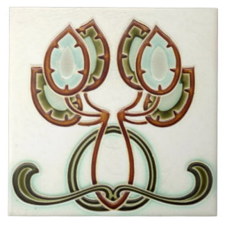 Tile art nouveau style decorative fireplace