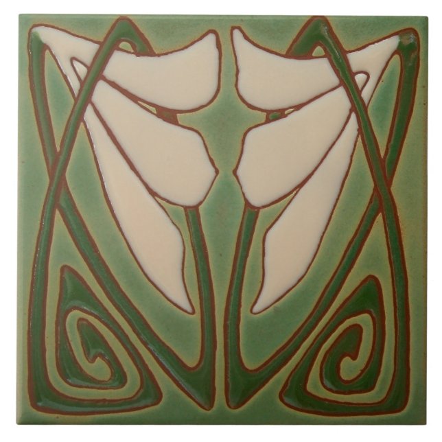 Tile art nouveau style decorative fireplace (Front)