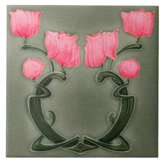 Tile art nouveau style decorative fireplace