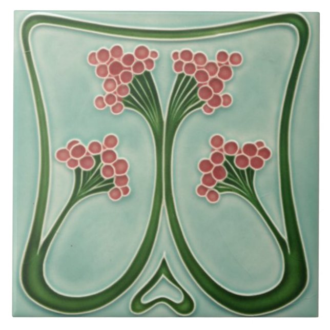 Tile art nouveau style decorative fireplace (Front)