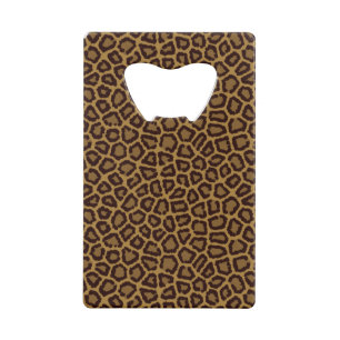 Tile background with a leopard fur credit card bottle opener