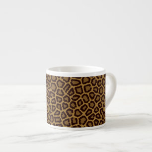 Tile background with a leopard fur espresso cup