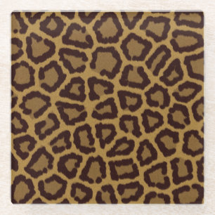Tile background with a leopard fur glass coaster