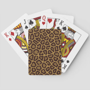 Tile background with a leopard fur playing cards