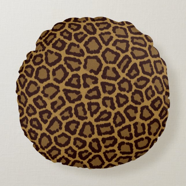 Tile background with a leopard fur round pillow (Front)