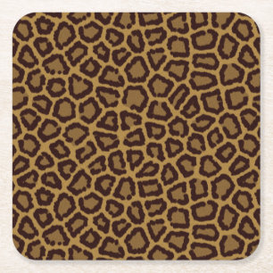 Tile background with a leopard fur square paper coaster