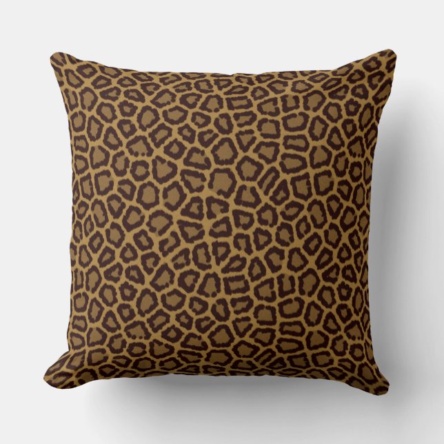 Tile background with a leopard fur throw pillow (Front)