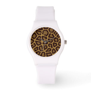 Tile background with a leopard fur watch