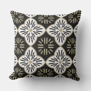Tile casablanca graphic in black and white pattern throw pillow