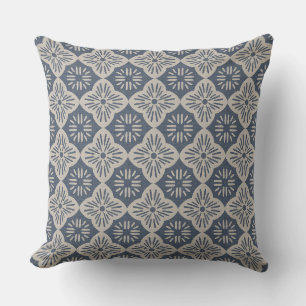 Tile casablanca graphic in denim and taupe pattern throw pillow