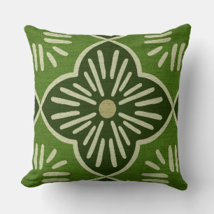 Tile casablanca graphic in green pattern throw pillow
