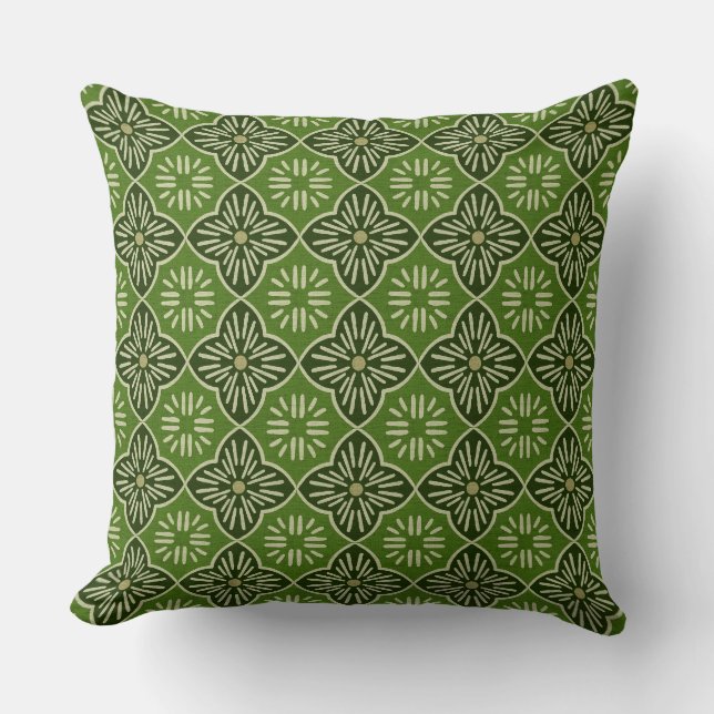 Tile casablanca graphic in green pattern throw pillow (Front)