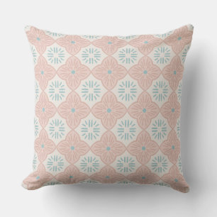 Tile casablanca graphic in pink pastel pattern throw pillow