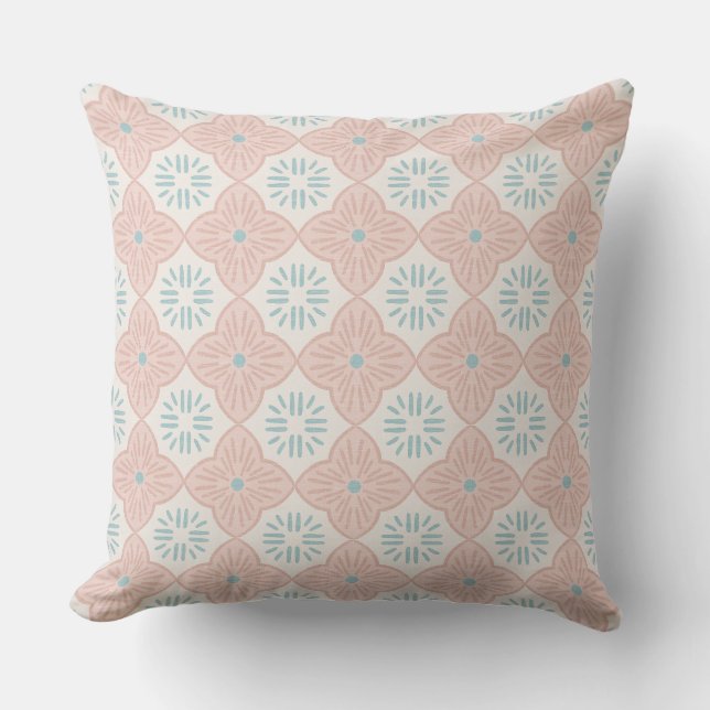Tile casablanca graphic in pink pastel pattern throw pillow (Front)
