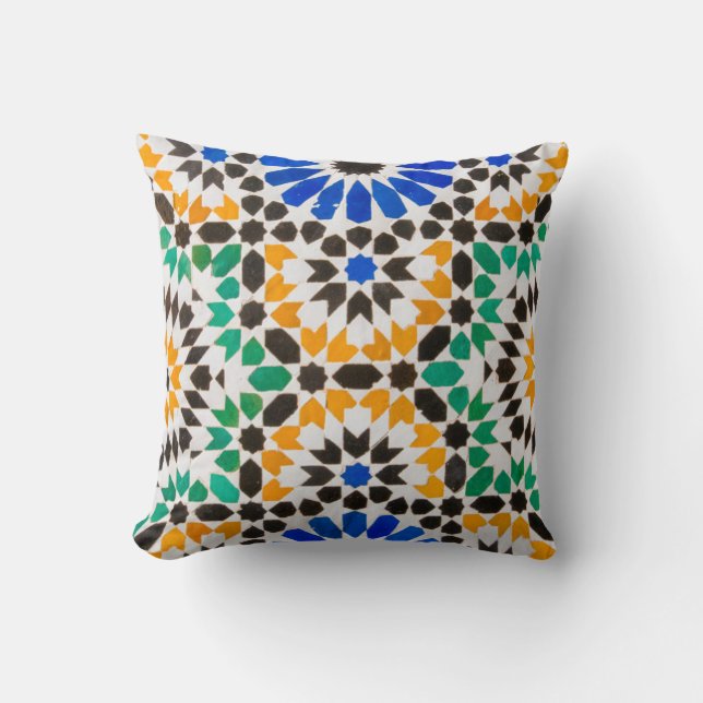 Tile decoration at Bahia Palace Throw Pillow (Front)