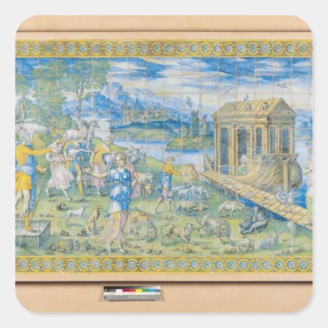 Tile depicting the Story of Noah Square Sticker (Front)