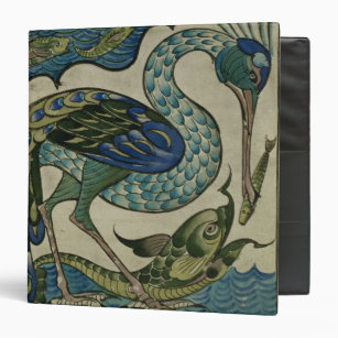 Tile design of heron and fish, by Walter Crane Binder