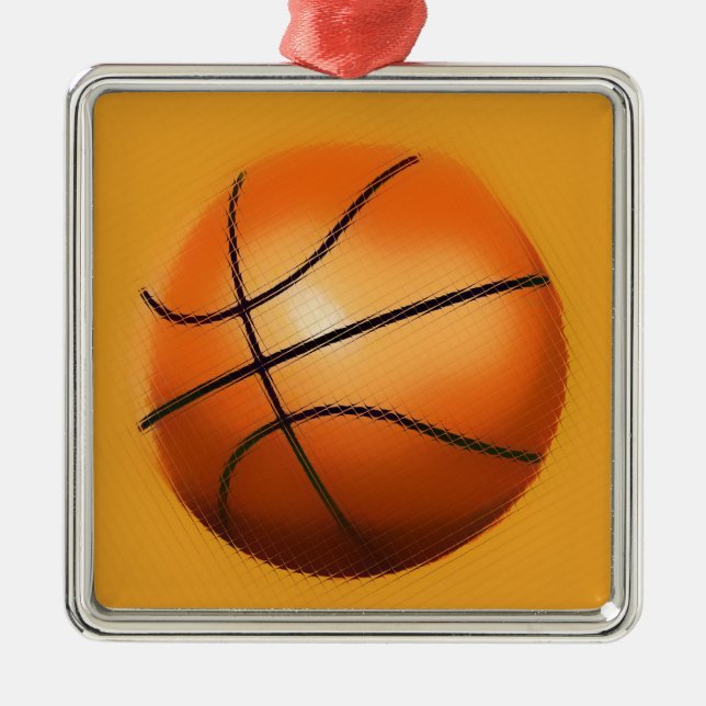 Tile Effect Basketball Metal Ornament (Front)