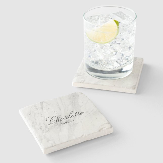Tile Escort Card Unique Elegant Wedding Place Card Stone Coaster (Side)