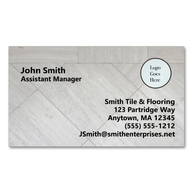 Tile Floor Style Logo Information Company  Magnetic Business Card (Front)