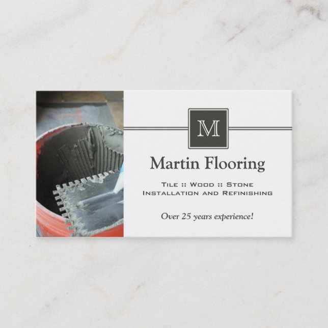 Tile flooring custom monogram business card (Front)