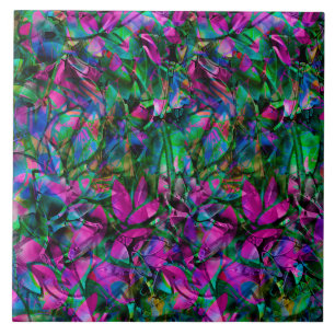 Tile Floral Abstract Stained Glass