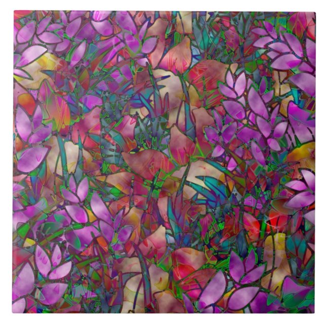 Tile Floral Abstract Stained Glass (Front)