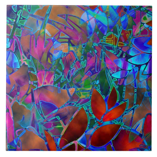 Tile Floral Abstract Stained Glass (Front)
