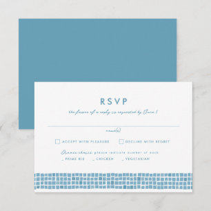 Tile frame Greek blue simple destination wedding RSVP Card