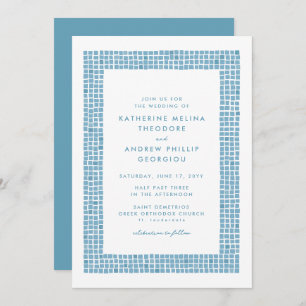 Tile frame simple Greek blue destination wedding Invitation