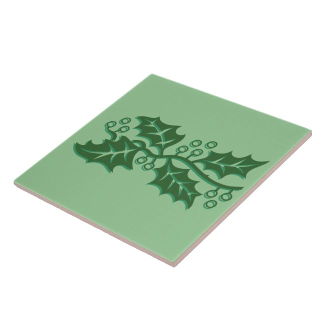 Tile - Holly Leaves with Berries (Side)