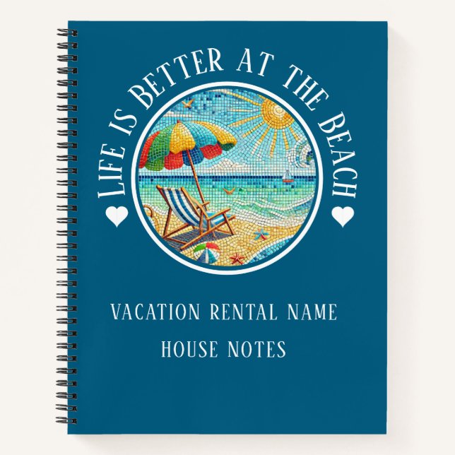 Tile Look Beach  VACATION RENTAL, House Notes Notebook (Front)