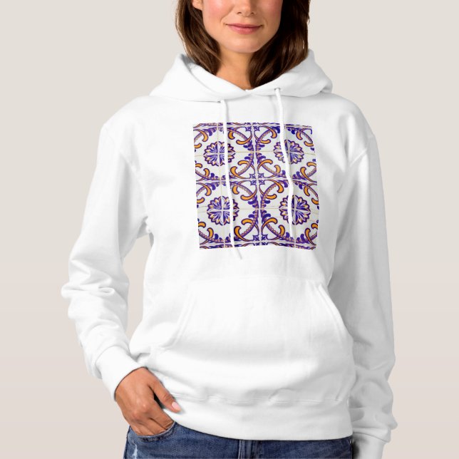 Tile pattern close-up, Portugal Hoodie (Front)