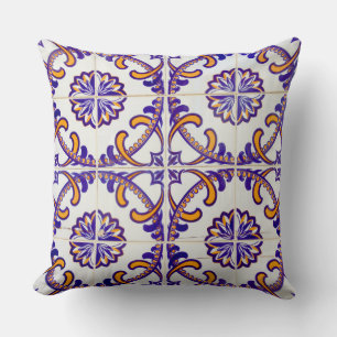Tile pattern close-up, Portugal Throw Pillow