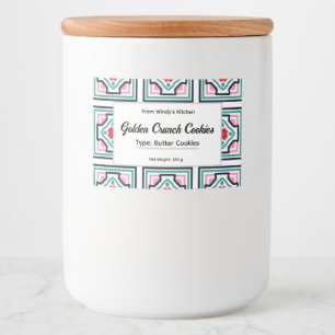 Tile Pattern Custom Food Container Label Set