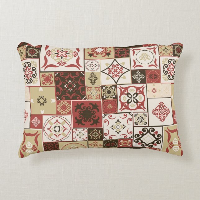Tile PATTERN from marsala-brown-beige style Morocc Accent Pillow (Front)