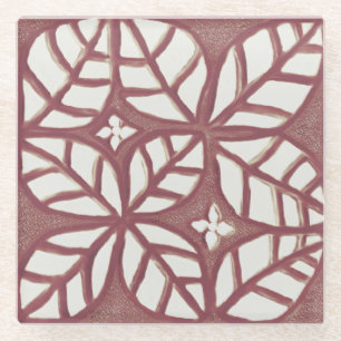 Tile pattern rose leaves coaster