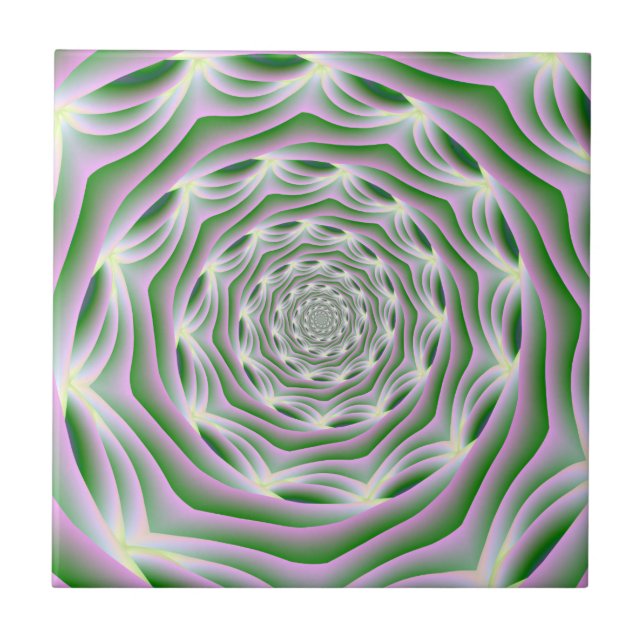 Tile  Pink and Green Vortex (Front)