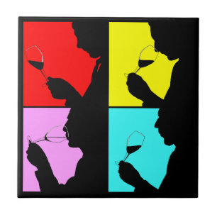 Tile retro Bold Quad pop art Wine Tasting Trivet