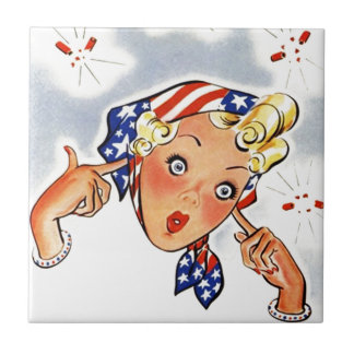 Tile Retro Vintage Firecracker Lady Pop Art