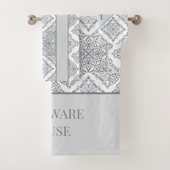Tile tendance Impression gris et blanc Personnalis (En situation)