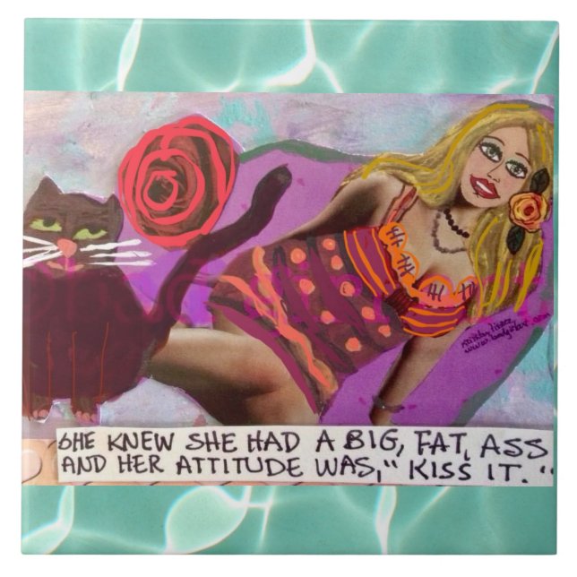 Tile-trivet-wall art ceramic tile she knew she had (Front)