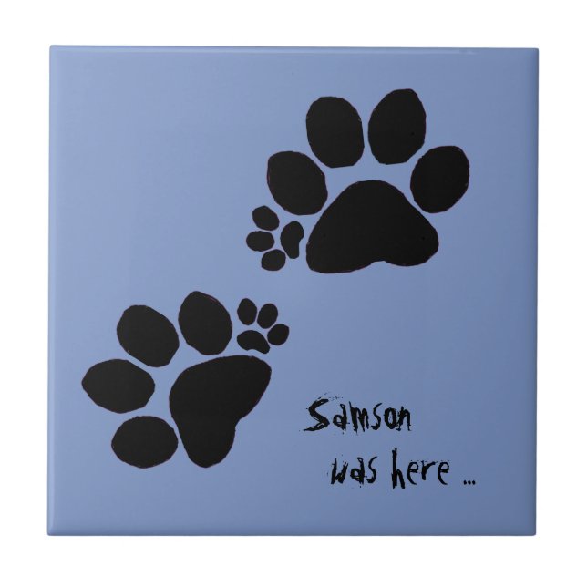 Tile - Two Polydactyl Paw Prints (Front)